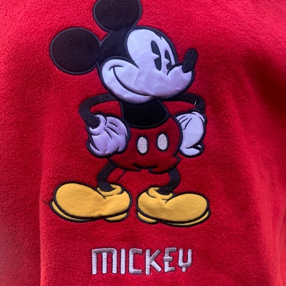 Disney Mickey Mouse Fleece Hoodie Small Oversized Red Disney World - Picture 6 of 7